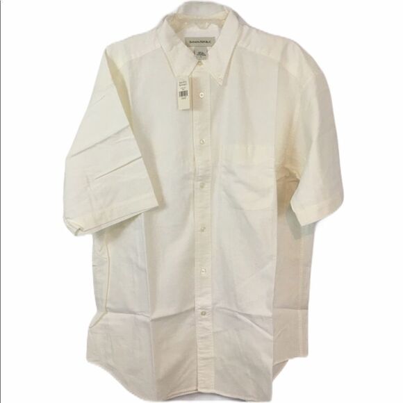 Banana Republic white cotton short sleeve shirt - Picture 1 of 7